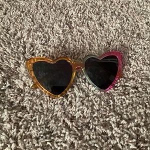 Orange, green pink sunglasses with hearts